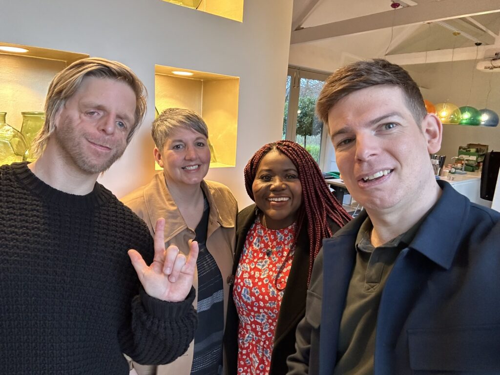 Filming on the TV Set of Love My Face (Channel 4) with Jono Lancaster, Hattie and Tiwonge.